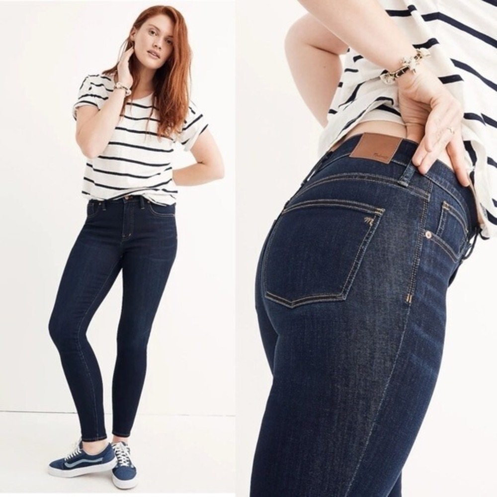 Madewell Tall Skinny Jeans Tencel Larkspur Dark Blue Wash Denim Size 27‎ or 27T